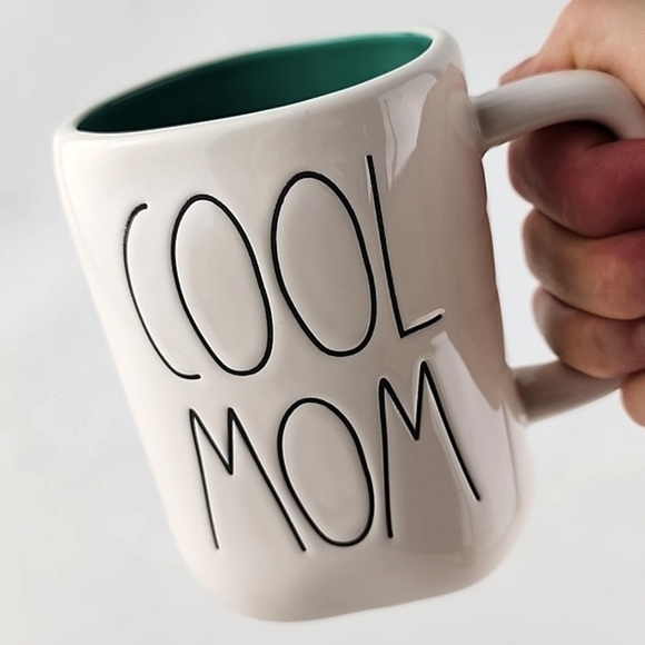 ⭐️2/ $50⭐️ Rae Dunn Artisan Ceramic White Green Mug COOL MOM Large Letters - Picture 7 of 10